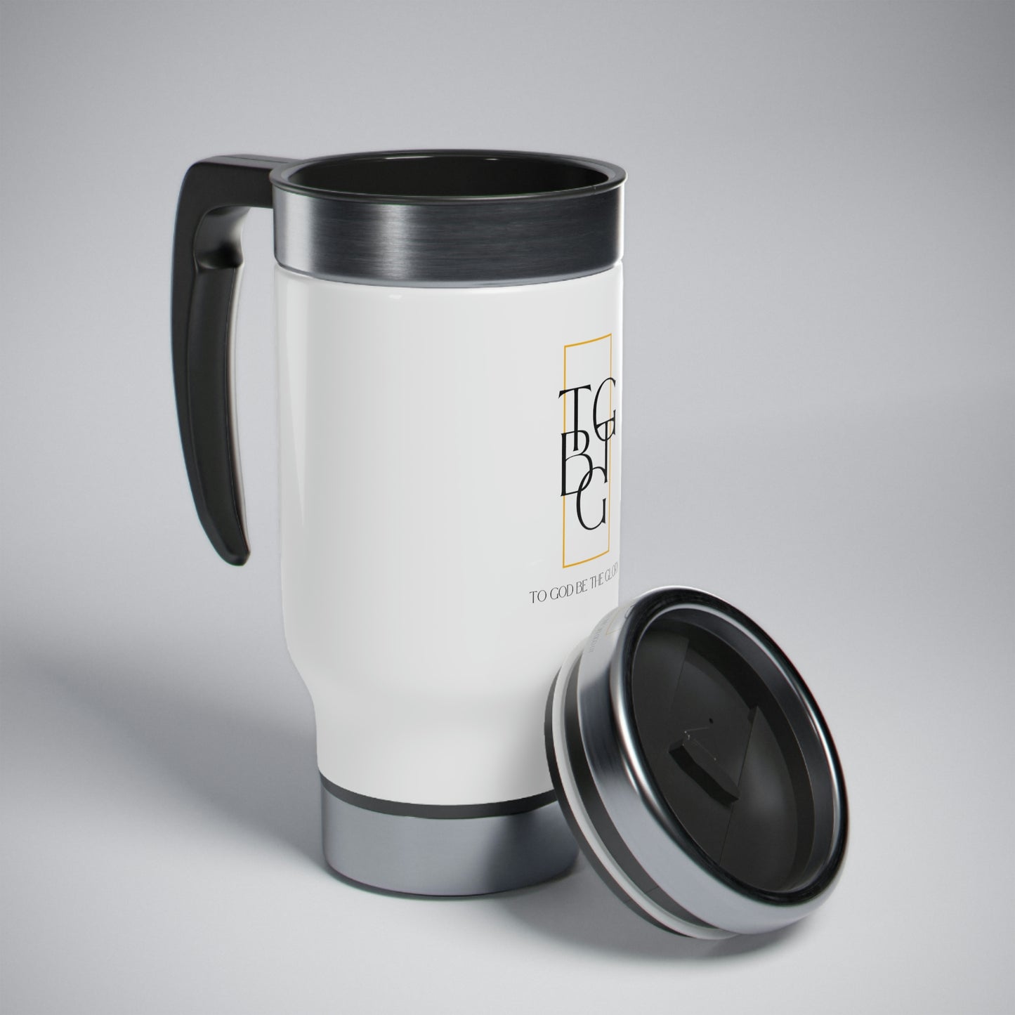 White TGBTG Stainless Steel Travel Mug with Handle, 14oz